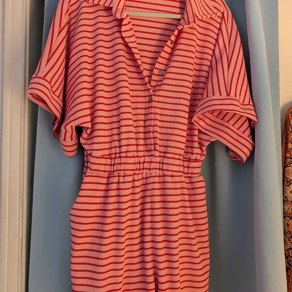 Entro Red and Pink Striped Romper